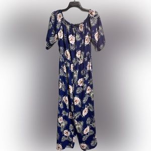 Haute Monde Floral One Piece Jumpsuit- Off the Shoulder